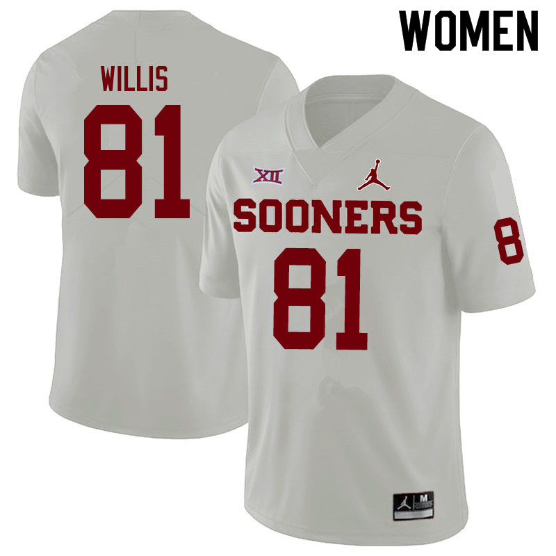Women #81 Brayden Willis Oklahoma Sooners Jordan Brand College Football Jerseys Sale-White - Click Image to Close